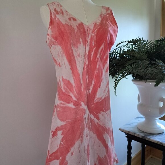 Haris Cotton Dresses & Skirts - Haris Cotton Brand Dress Tie-Dye Linen Shift Sz. S Red/Pink/White Blend